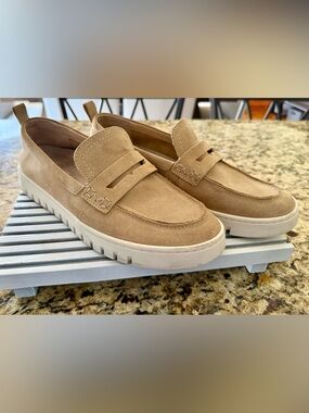 Casual Suede Penny Loafers in Tan